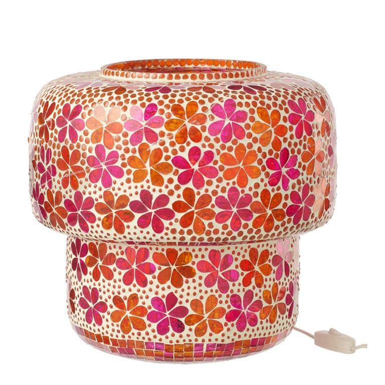 Mosaic Table Lamp - Dark Pink and Orange - Glass