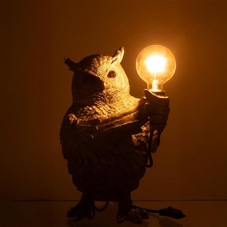 Owl Table Lamp - Gold - Polyresin