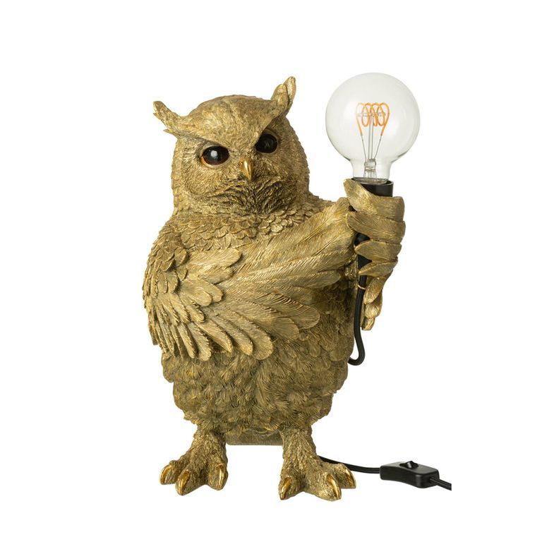 Owl Table Lamp - Gold - Polyresin