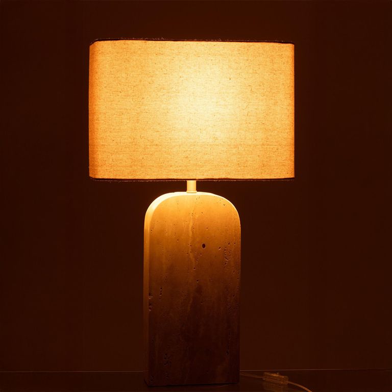 Table Lamp - Beige - Travertine Marble