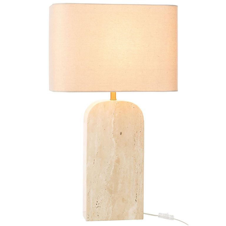 Table Lamp - Beige - Travertine Marble
