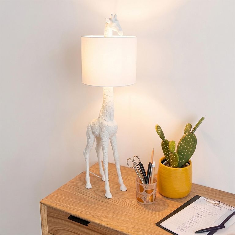 Giraffe Table Lamp - White - Polyresin