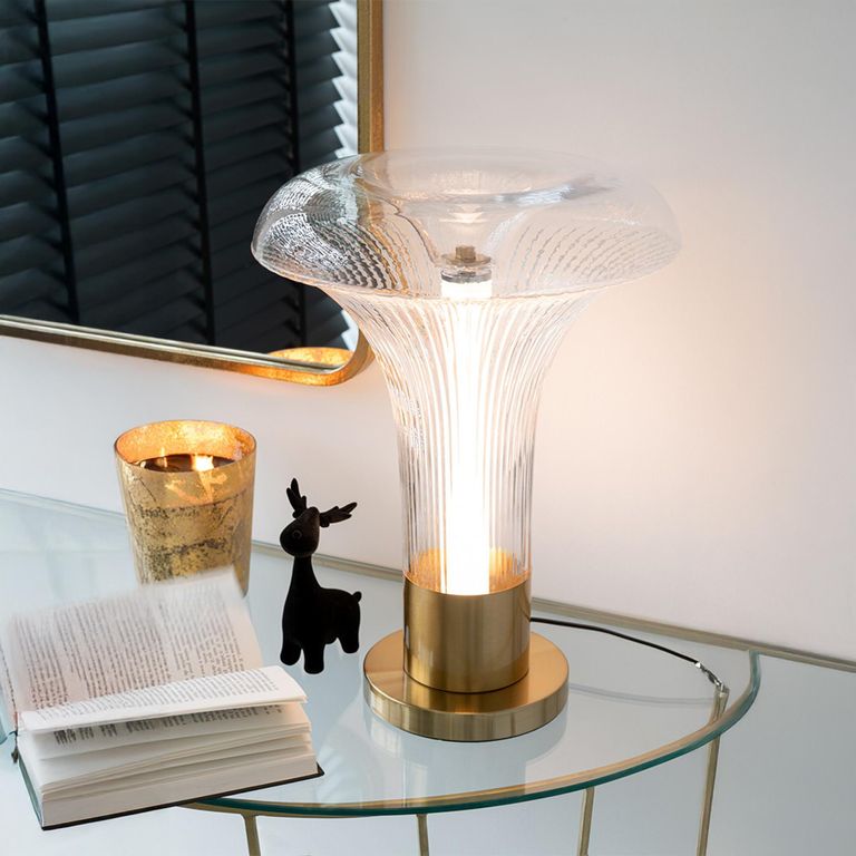 LED Table Lamp - Transparent and Gold - Glass and Metal
