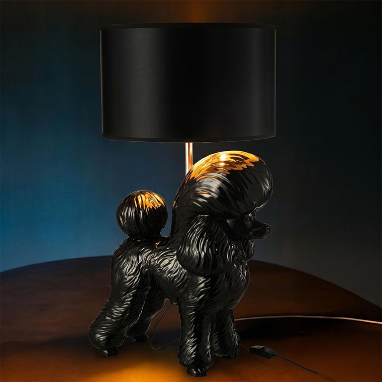 Poodle Table Lamp - Black - Polyresin