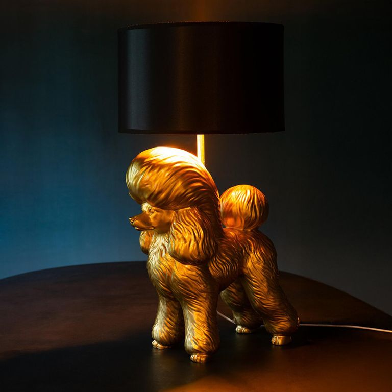 Poodle Table Lamp - Gold - Polyresin