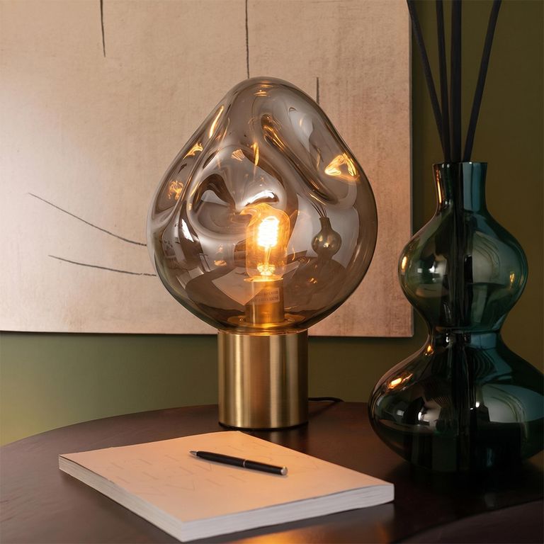 Table Lamp - Grey and Gold - Glass and Metal