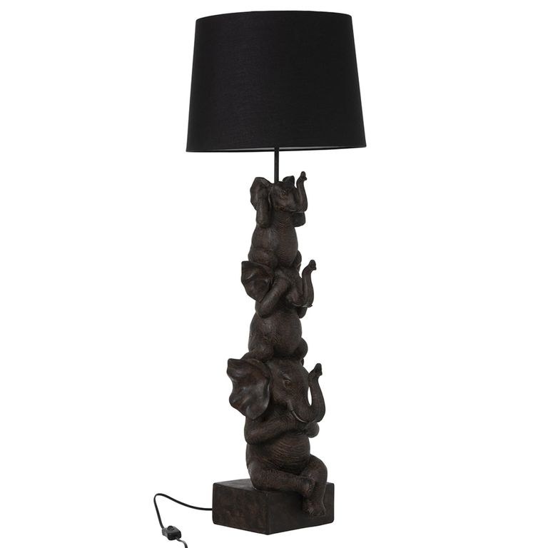 3 Elephants Table Lamp - Brown - Polyresin