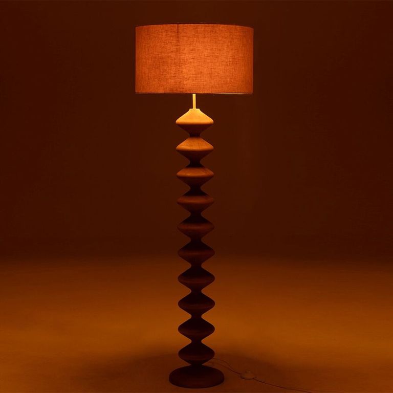 Caterpillar Floor Lamp - Natural and Grey - Poplar Wood
