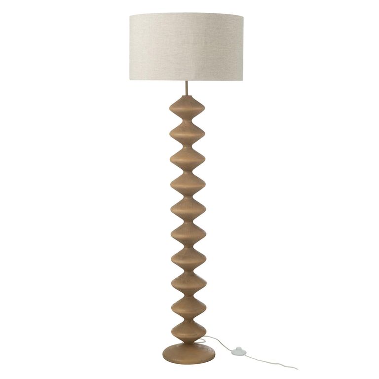 Caterpillar Floor Lamp - Natural and Grey - Poplar Wood
