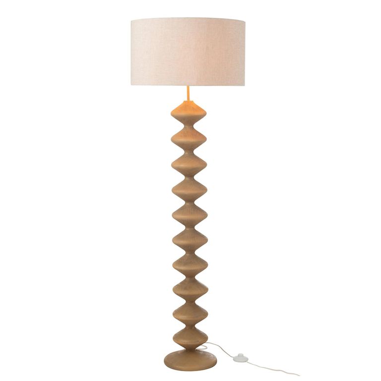 Caterpillar Floor Lamp - Natural and Grey - Poplar Wood