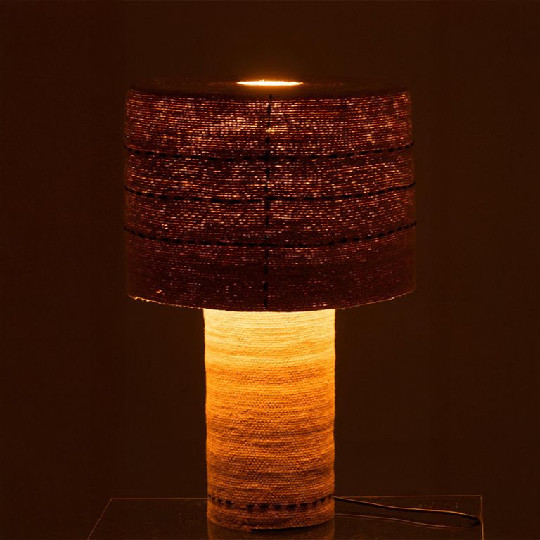 Dotted Lines Table Lamp - Natural and Black - Seagrass