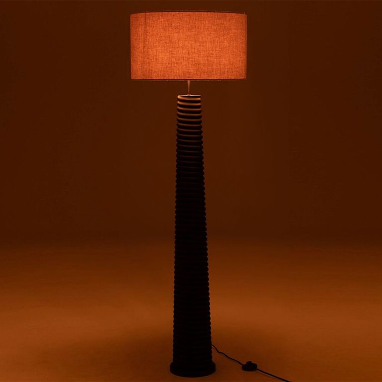Floor Lamp - Black and Grey - Threaded Ailanthus Wood