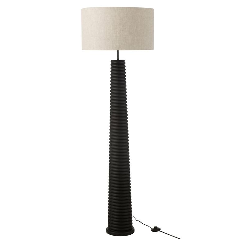 Floor Lamp - Black and Grey - Threaded Ailanthus Wood