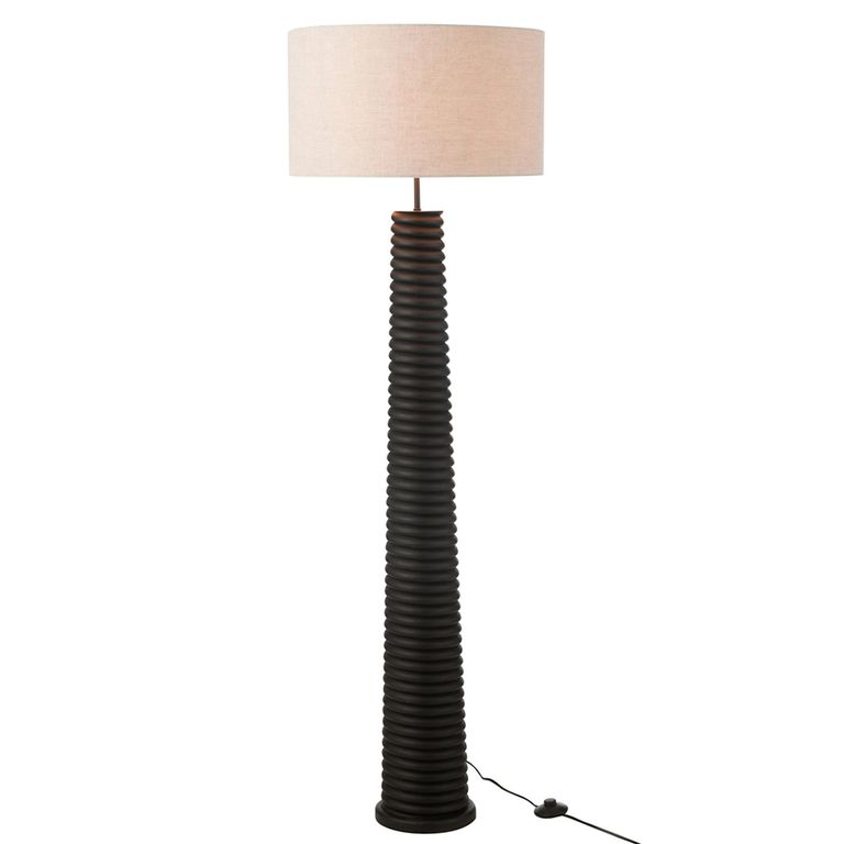 Floor Lamp - Black and Grey - Threaded Ailanthus Wood