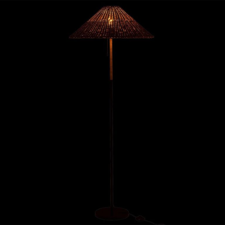 Floor Lamp - Natural and Black - Rattan and Metal