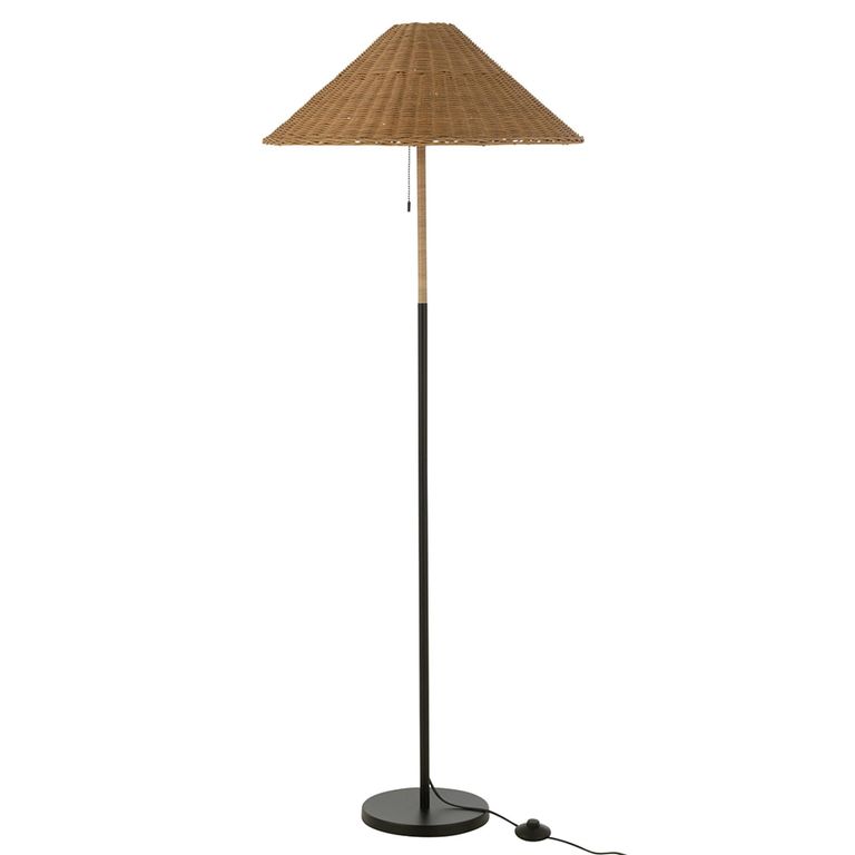 Floor Lamp - Natural and Black - Rattan and Metal