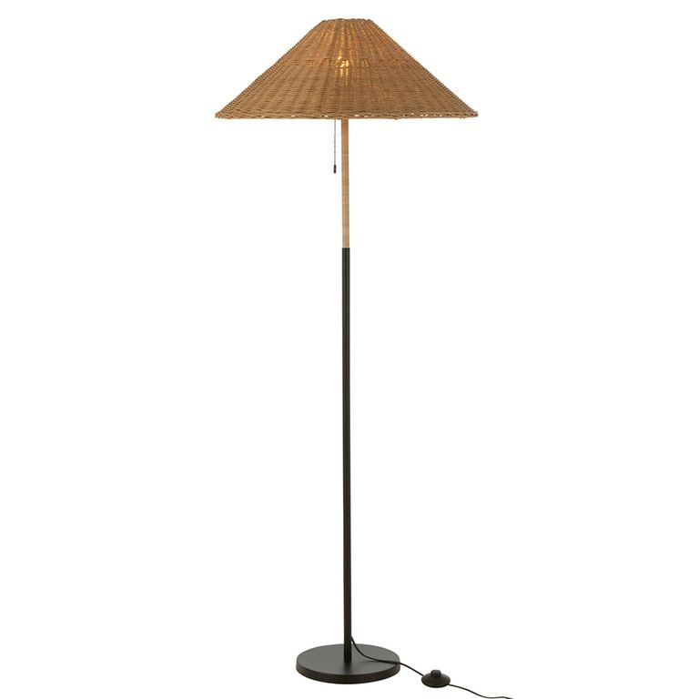 Floor Lamp - Natural and Black - Rattan and Metal