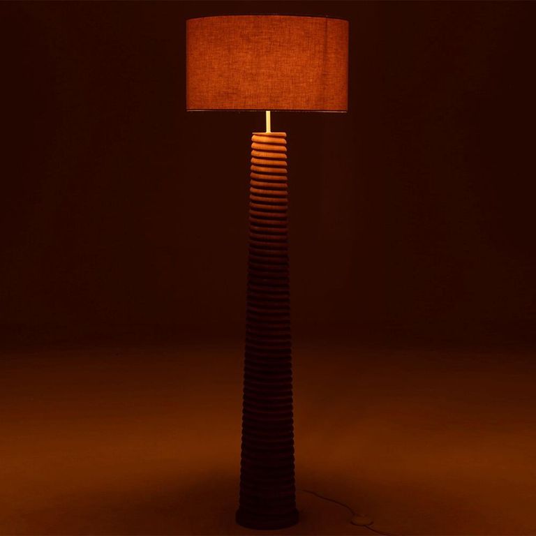 Floor Lamp - Natural and Grey - Threaded Ailanthus Wood