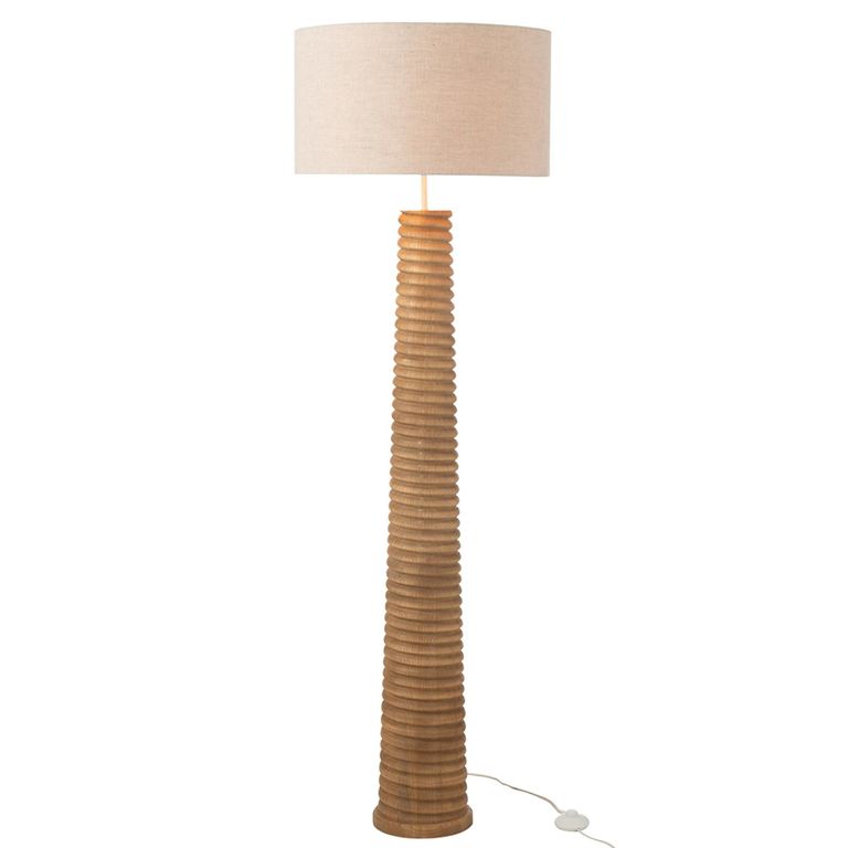 Floor Lamp - Natural and Grey - Threaded Ailanthus Wood