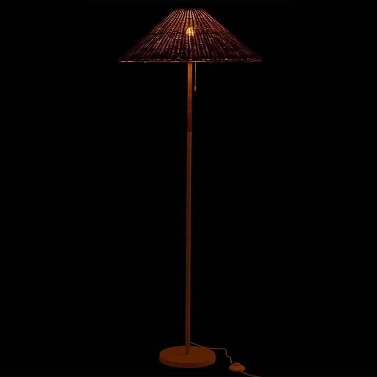 Floor Lamp - Natural and White - Rattan and Metal