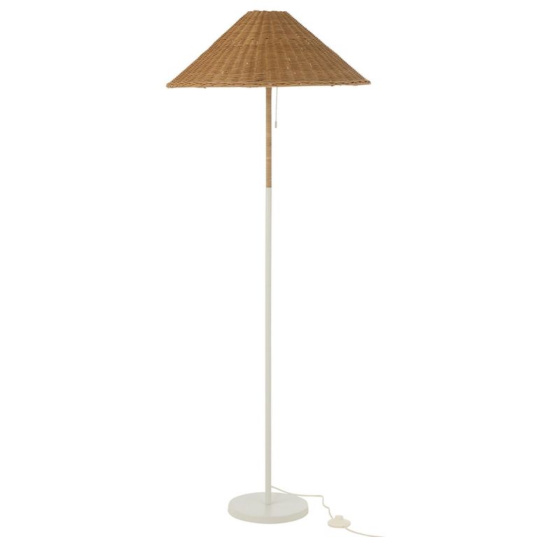 Floor Lamp - Natural and White - Rattan and Metal