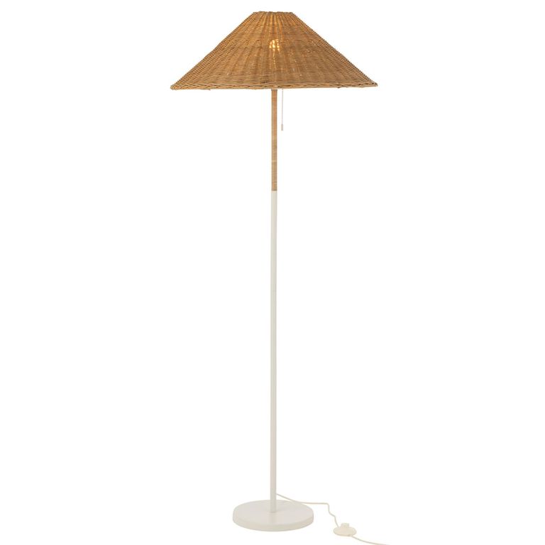 Floor Lamp - Natural and White - Rattan and Metal
