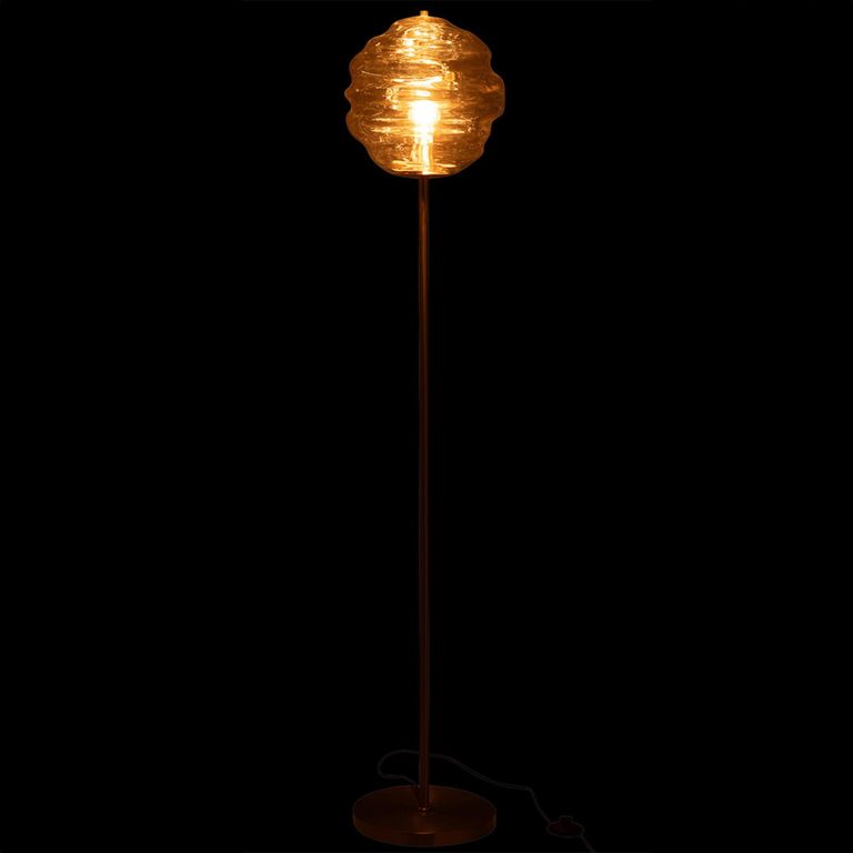 Honeycomb Floor Lamp - Light Brown and Gold - Glass and Metal