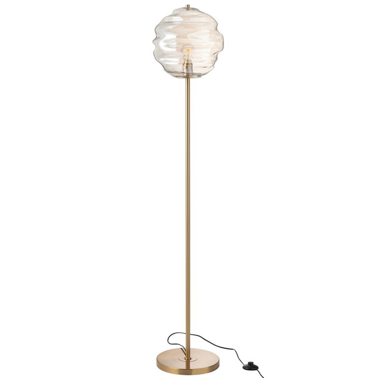 Honeycomb Floor Lamp - Light Brown and Gold - Glass and Metal