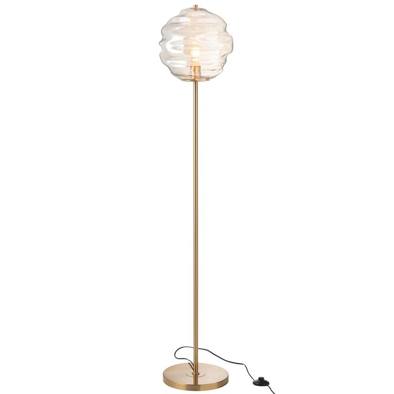 Honeycomb Floor Lamp - Light Brown and Gold - Glass and Metal