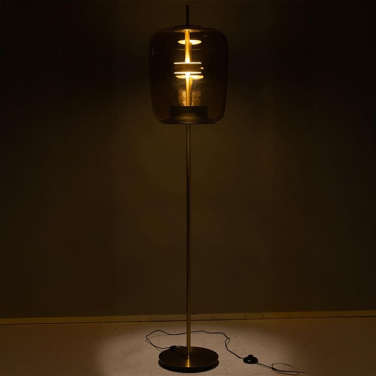 LED Floor Lamp - Brown - Glass