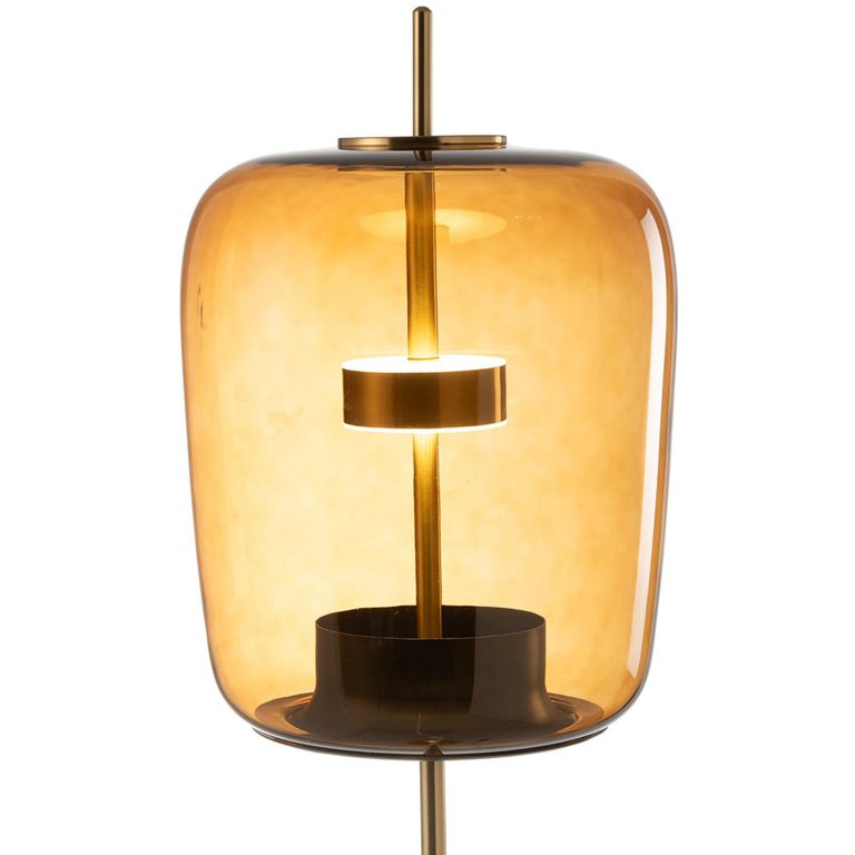 LED Floor Lamp - Brown - Glass