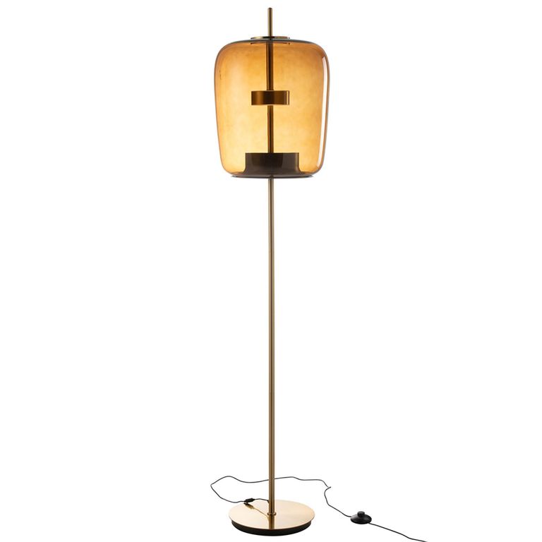 LED Floor Lamp - Brown - Glass