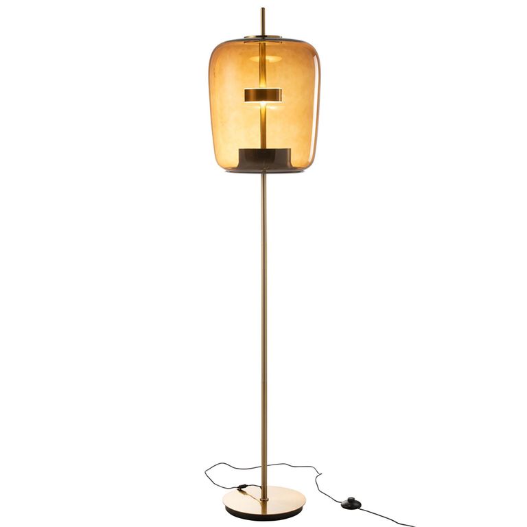 LED Floor Lamp - Brown - Glass