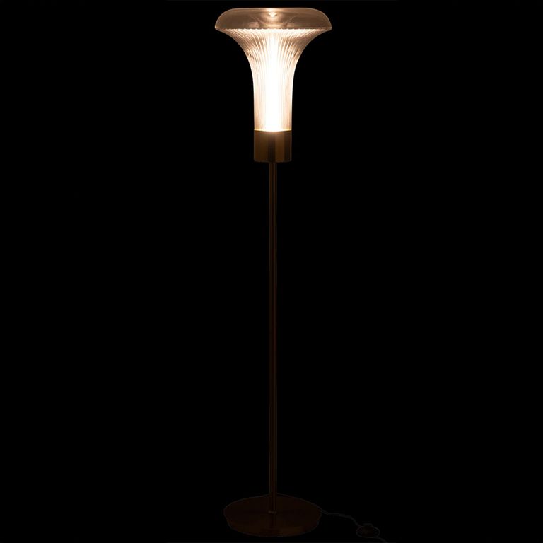 LED Floor Lamp - Transparent and Gold - Glass and Metal