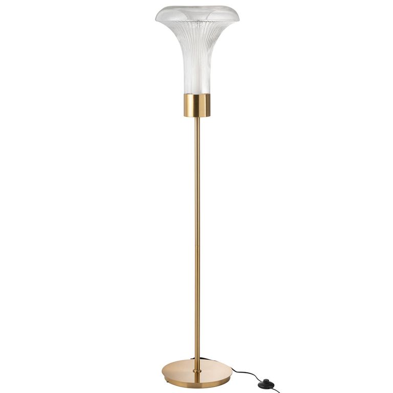 LED Floor Lamp - Transparent and Gold - Glass and Metal