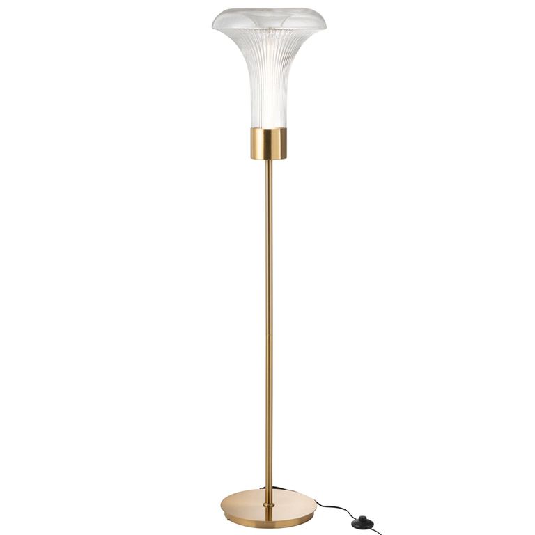 LED Floor Lamp - Transparent and Gold - Glass and Metal