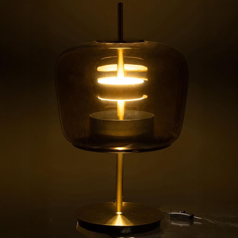 LED Table Lamp - Brown - Glass