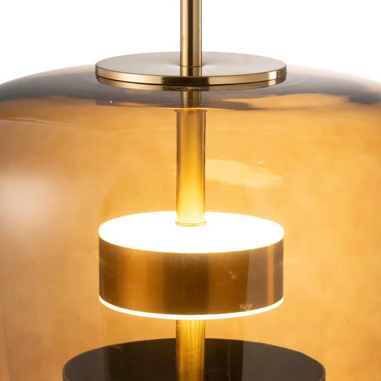 LED Table Lamp - Brown - Glass