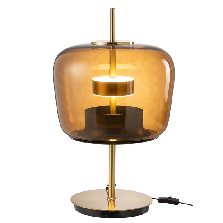 LED Table Lamp - Brown - Glass