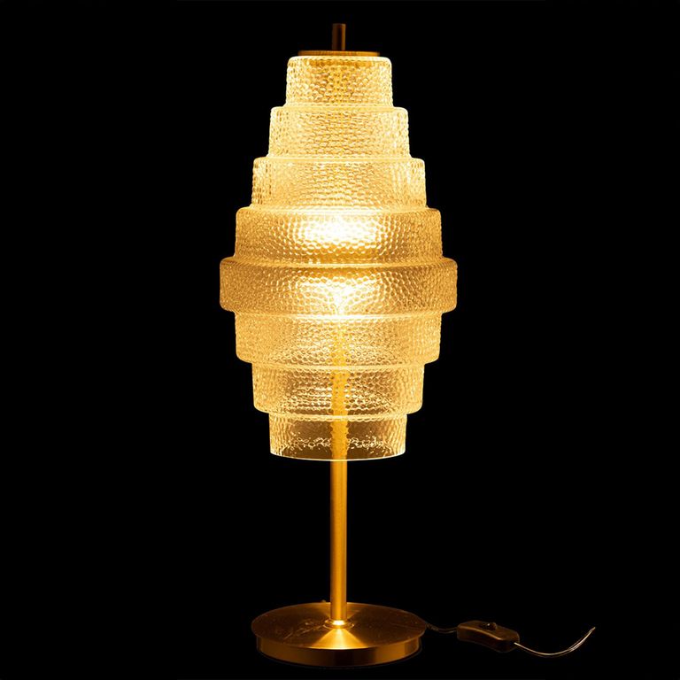 LED Table Lamp - Round - Transparent and Gold - Glass and Metal
