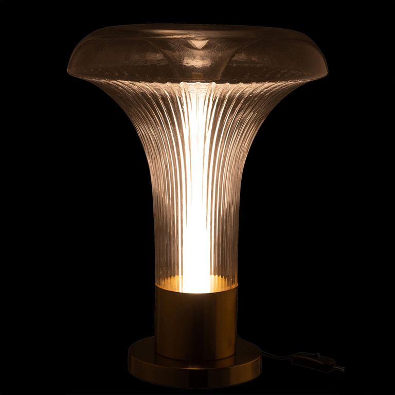 LED Table Lamp - Transparent and Gold - Glass and Metal