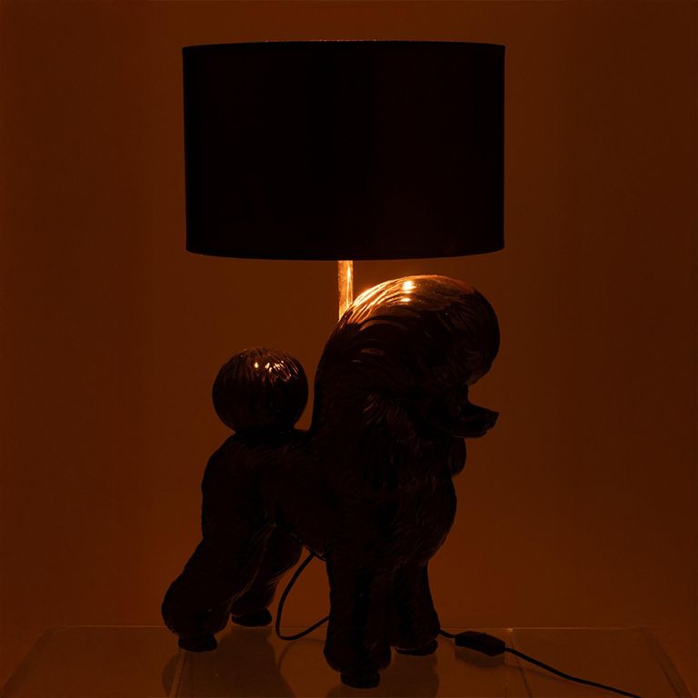 Poodle Table Lamp - Black - Polyresin