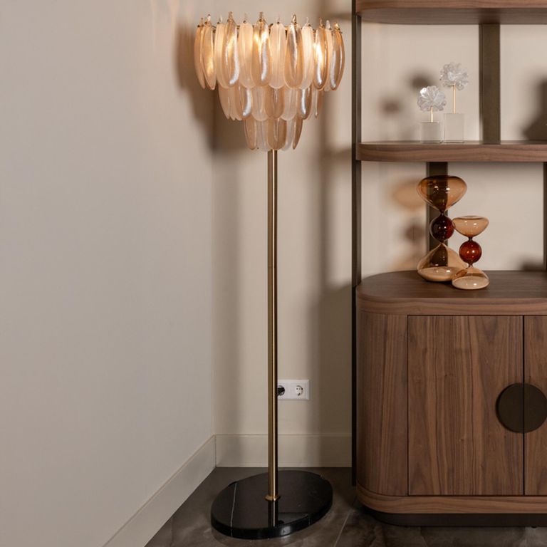 Chloe Floor Lamp - Antique Brass - Glass and Metal
