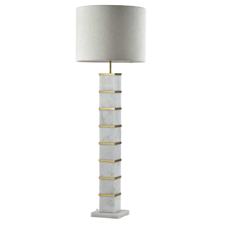 Celinae Floor Lamp - White - Fabric and Marble