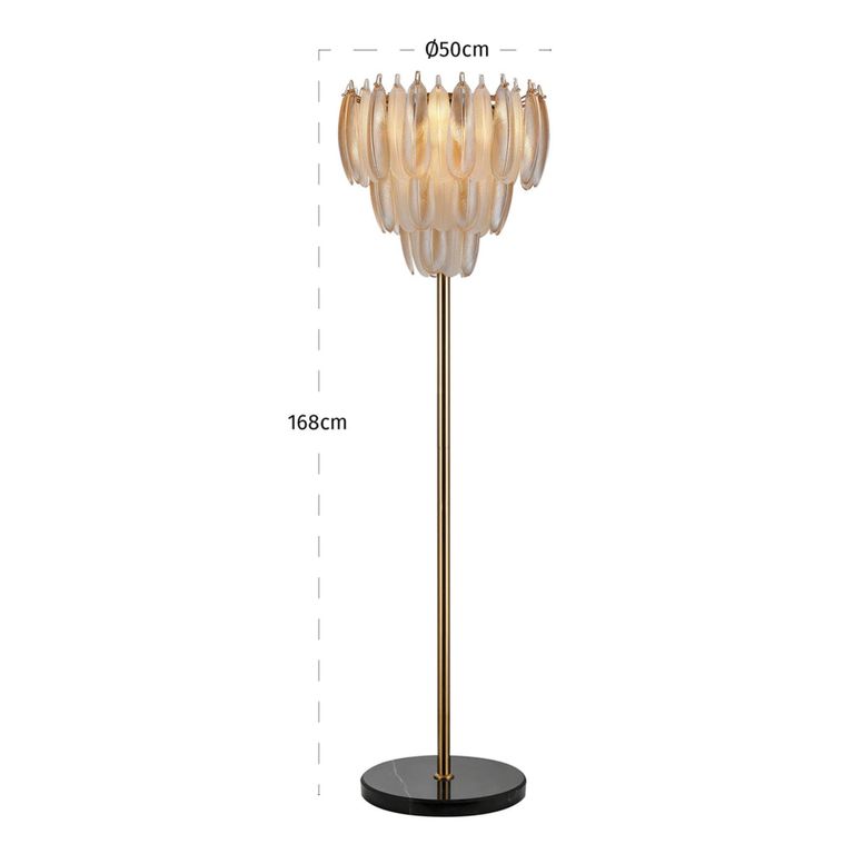 Chloe Floor Lamp - Antique Brass - Glass and Metal