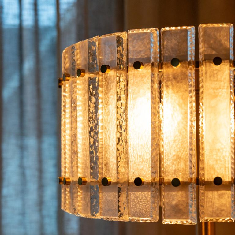 Feline Floor Lamp - Antique Brass - Glass and Metal