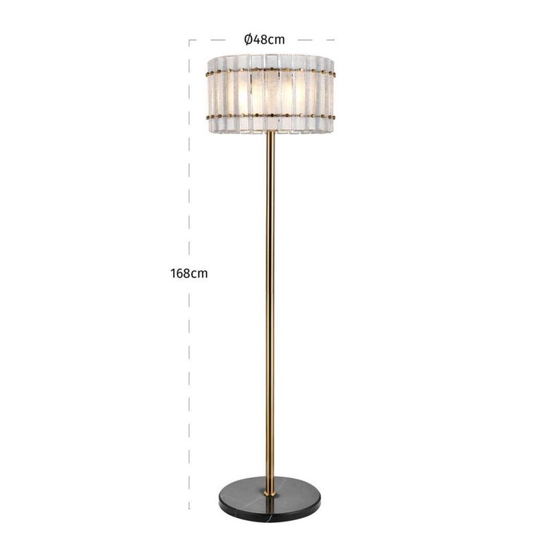 Feline Floor Lamp - Antique Brass - Glass and Metal