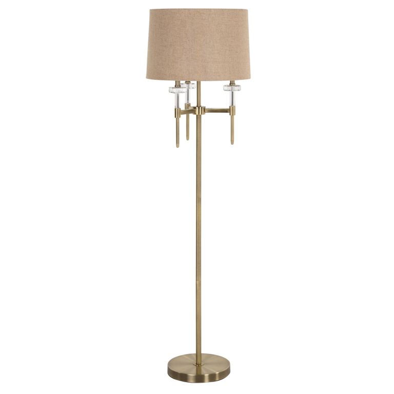 Josie Floor Lamp - Brushed Gold - Fabric and Metal