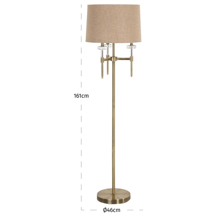 Josie Floor Lamp - Brushed Gold - Fabric and Metal
