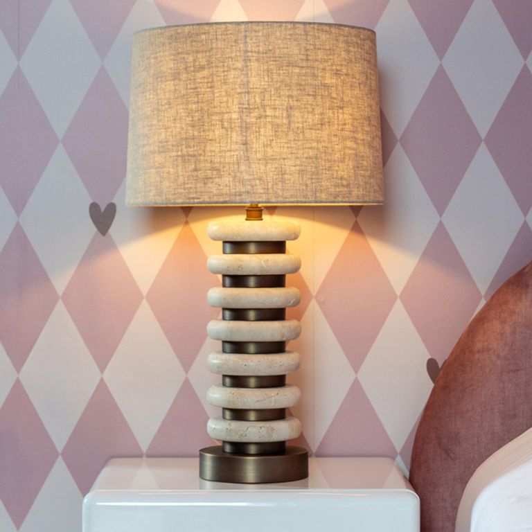 Blair Table Lamp - Round - Natural - Travertine